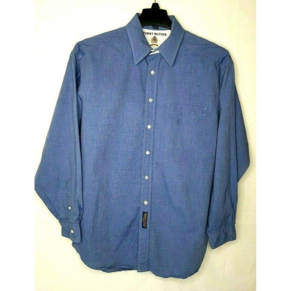 Tommy Hilfiger Long Sleeve Button Up Mens Shirt Heritage Oxford Sz Small 16 - 34